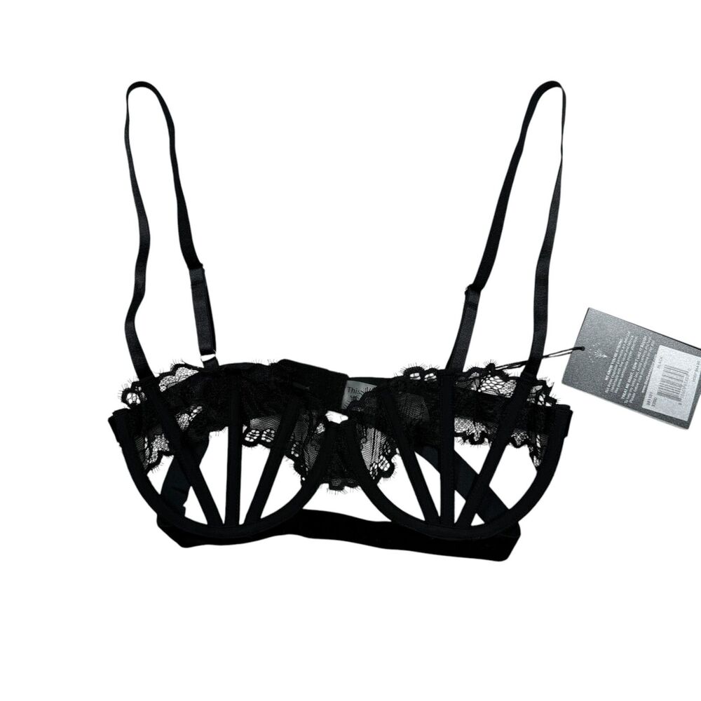 Thistle & Spire Black Bra 32DD Sidney Open Cup Sexy Honeymoon Anniversary NEW